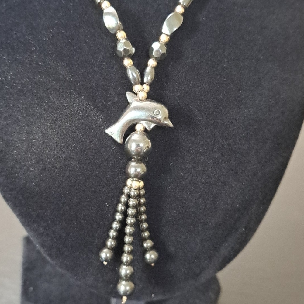 Hematite Dolphin Necklace with Barrel Closure